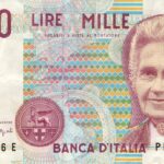 Banconota da 1000 lire con numero di serie raro, simbolo di valore collezionistico secondo Montessori.